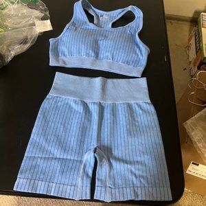 Kinbor Women's Blue 2 Piece Yoga/Workout Outfit Small NIB